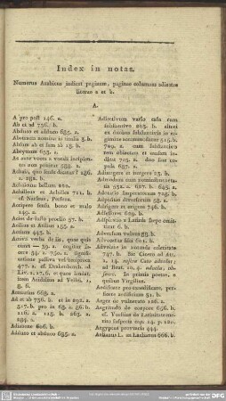 Index in notas