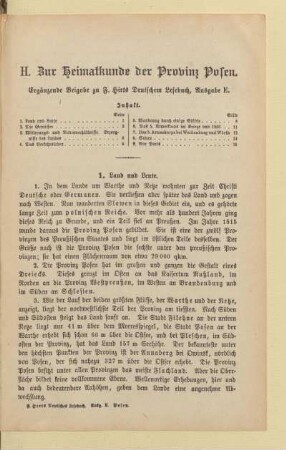 H. Zur Heimatkunde der Provinz Polen