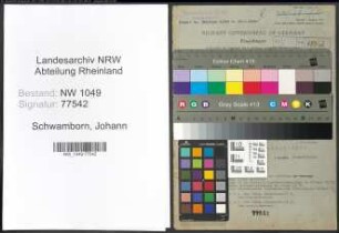 Entnazifizierung Johann Schwamborn , geb. 25.11.1894 (Buchhalter)