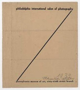 Philadelphia International Salon of Photography. Einladung zur Teilnahme an der Ausstellung im Pennsylvania Museum of Art