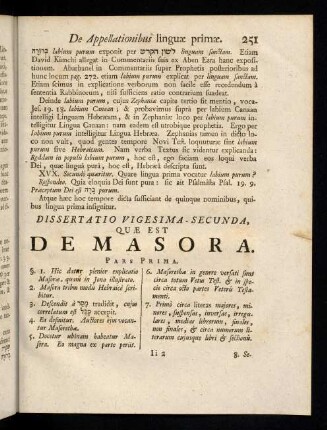 251-272, Dissertatio Vigesima Secunda