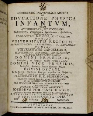 Dissertation Inauguralis Medica De Educatione Physicae Infantum