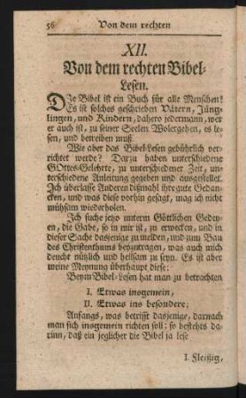 XII. Von dem rechten Bibel-Lesen.