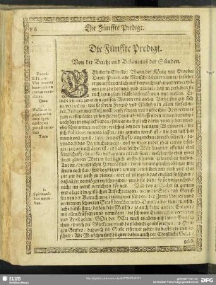 Die Fünffte Predigt. Von der beicht und Bekantnuß der Sünden
