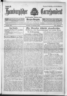 Hamburgischer Correspondent und Hamburgische Börsen-Halle : ältestes Hamburger Handels- u. Börsenbl. ; bedeutendste u. größte Schiffahrts-Zeitung Deutschlands, Morgenausgabe