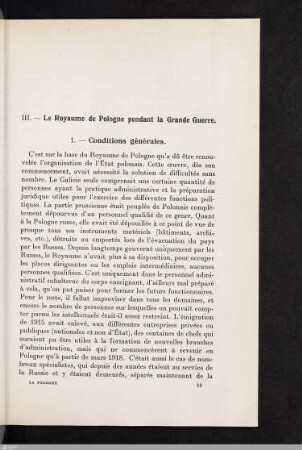 III. Le Royaume de Pologne pendant la Grande Guerre