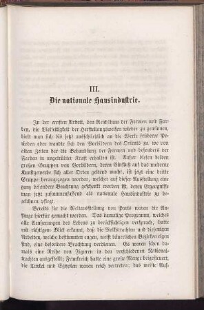 III. Die nationale Hausindustrie.