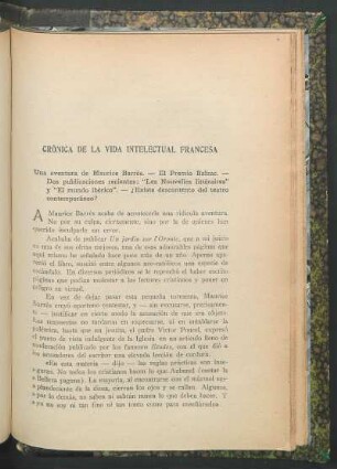Crónica de la vida intelectual francesa