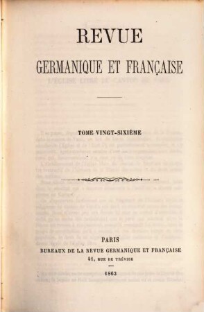Revue germanique et française. 26. 1863