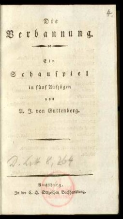Die Verbannung : Ein Schauspiel in fünf Aufzügen