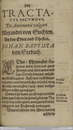 TRACTATUS SECUNDUS, De Antimonio vulgari Alexandri von Suchten.