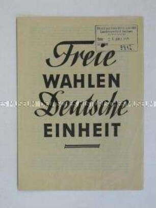 Propagandaschrift der SPD gegen die von der SED initiierte Volksbefragung gegen die Remilitarisierung