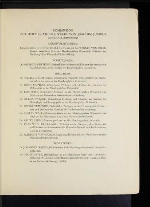 Kommission zur Herausgabe der Werke von Joachim Jungius (Jungius-Kommission)