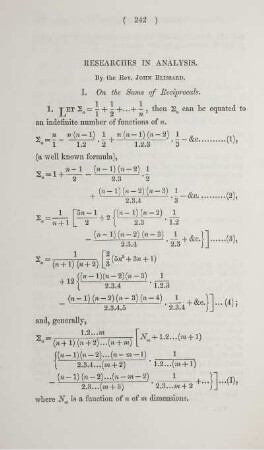Researches in analysis.