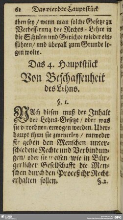 Das 4. Hauptstück Von Beschaffenheit des Lehns