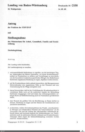 Antrag der FDP: Sterbebegleitung