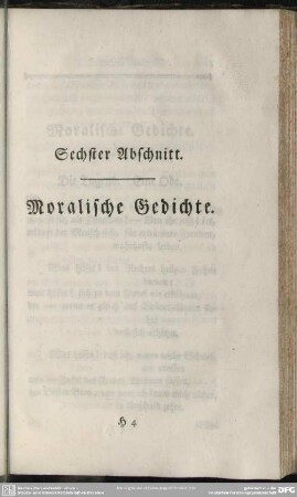 Sechster Abschnitt. Moralische Gedichte