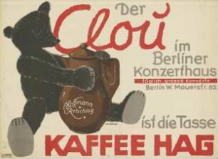 Der Clou ist die Tasse Kaffee Hag, im Berliner Konzerthaus