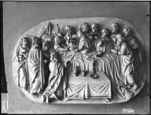 Jungingen Katholische Pfarrkirche Sankt Sylvester Nördlicher Seitenaltar Reilief Tod Marias (um 1592) von Virgil Moll