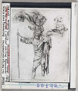 Albrecht Dürer: Hl. Christophorus, Zeichnung nach einem verlorenen Original. Rennes, Museum