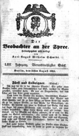 34. Stück, 21. August 1854