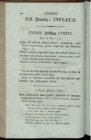 XII. Familie: Inflatæ. LXXXIV. Dikfliege Cyrtus. [bis] LXXXVI. Mundhornfliege Henops.