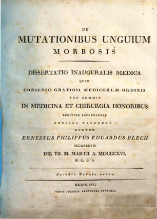 De mutationibus unguium morbosis : Dissertatio inauguralis medica