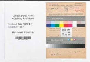 Entnazifizierung Friedrich Rakowski , geb. 30.07.1904 (Kaufmann)