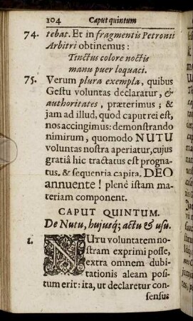 Caput Quintum. De Nutu, hujusq actu & usu.