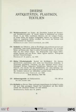 Diverse Antiquitäten, Plastiken, Textilien (Nr. 273-312)