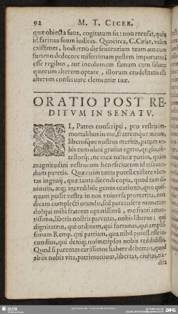 Oratio Post Reditum In Senatu