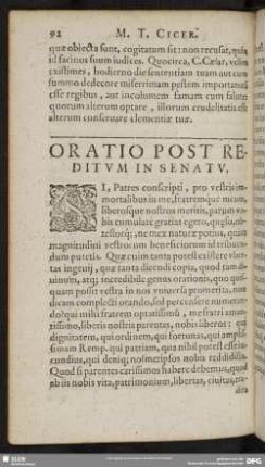 Oratio Post Reditum In Senatu