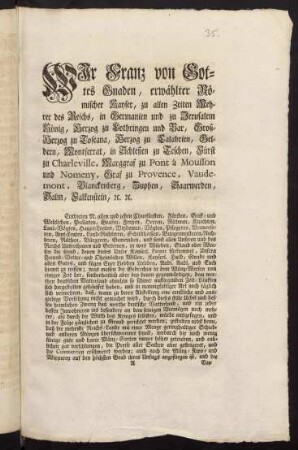 A1r-B2v, Wir Franz von Gottes Gnaden, ...
