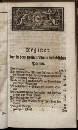 Register der in dem zweiten Theile befindlichen Poesien.
