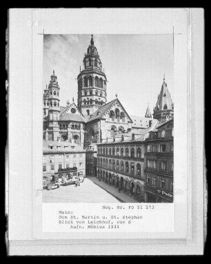 Mainz, Dom Sankt Martin und Stephan, Ansicht von Süden vom Leichhof