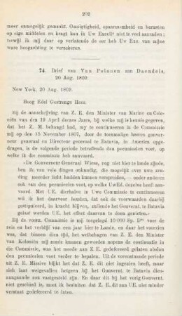 74. Brief van Van Polanen aan Daendels, 20 Aug. 1809