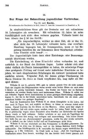 304-309, Zur Frage der Behandlung jugendlicher Verbrecher