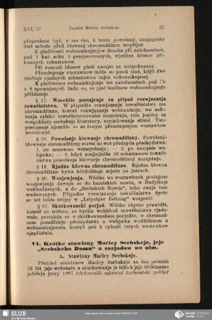 VI. Krótke stawizny Maćicy Serbskeje, jeje "Serbskeho Domu" a zarjadow we nim