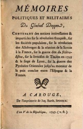 Memoires politiques et militaires