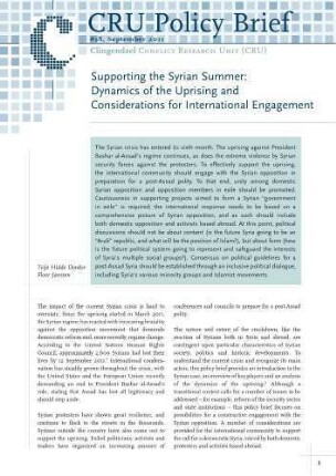 Supporting the Syrian Summer : dynamics of the uprising and considerations for international engagement