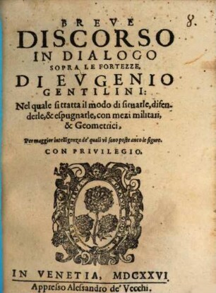 Breve discorso in dialogo sopra le fortezze
