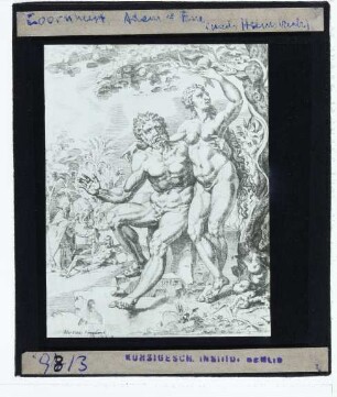 Heemskerck, Adam und Eva (Stich v. Conheert) (Druck)