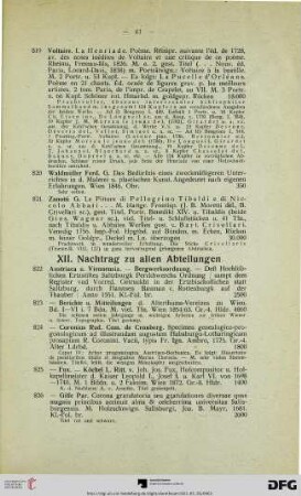 XII. Nachtrag zu allen Abteilungen (Nr. 822-880)