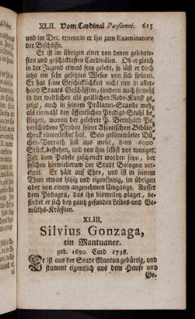 615-620, XLIII. Silvius Gonzaga
