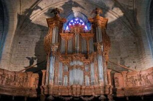 Frankreich. Auvergne. Haute Loire. La Chaise Dieu. Eglise abbatiale Saint Robert. Orgel. 17 Jahrhundert