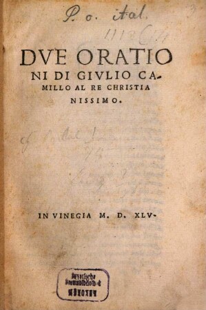 Due orationi ... al Re Christianissimo
