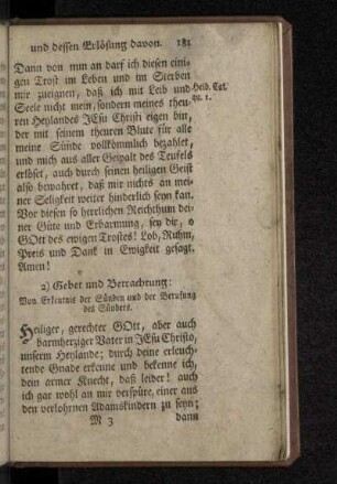 2) Gebet und Betrachtung: Von Erkentnis der Sünden und der Berufung des Sünders.