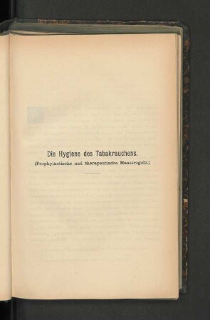 Die Hygiene des Tabakrauchens.
