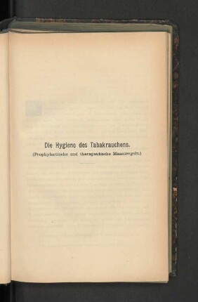 Die Hygiene des Tabakrauchens.