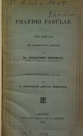 Phaedri fabulae : Für Schüler